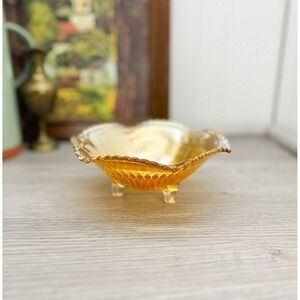 Vintage Marigold Iridescent Depression Glass Footed Bowl